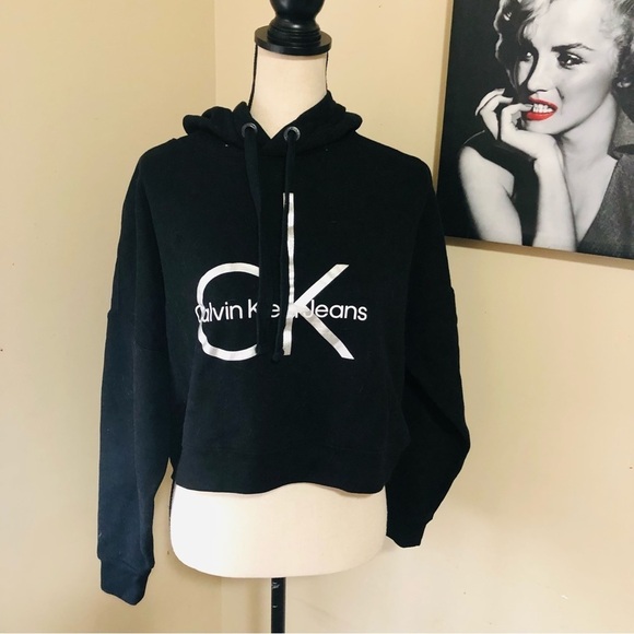 Calvin Klein Cropped Logo Hoodie - Picture 1 of 7
